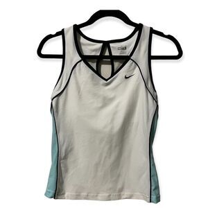 Nike tank L fit dry tank top white blue black built in bra EUC​
